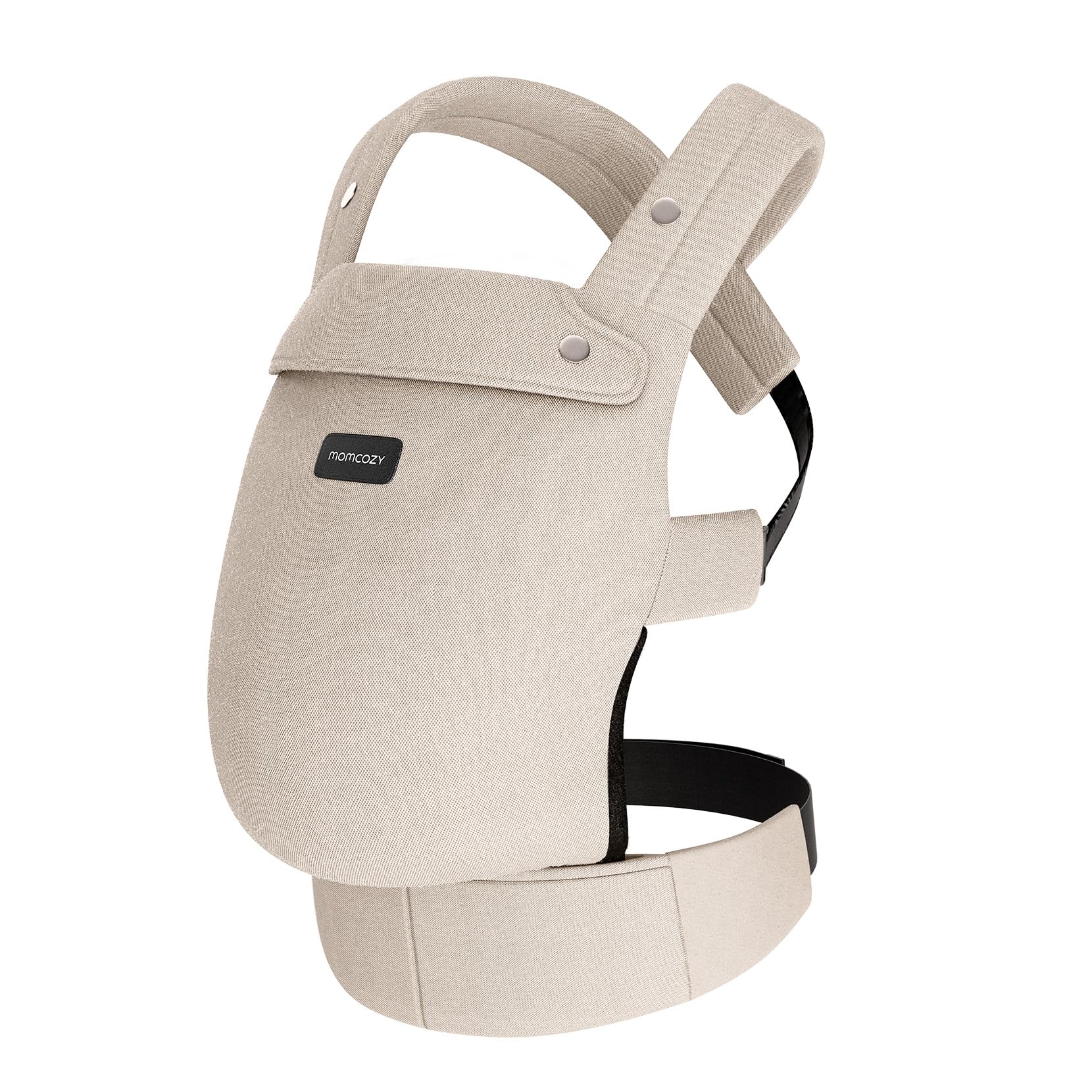 Momcozy Baby Carrier khaki fabric closeup highlights durable material