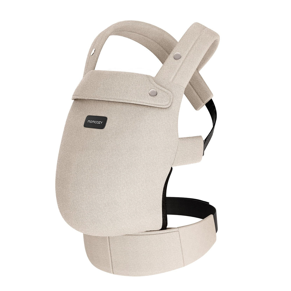 Momcozy Baby Carrier khaki fabric closeup highlights durable material