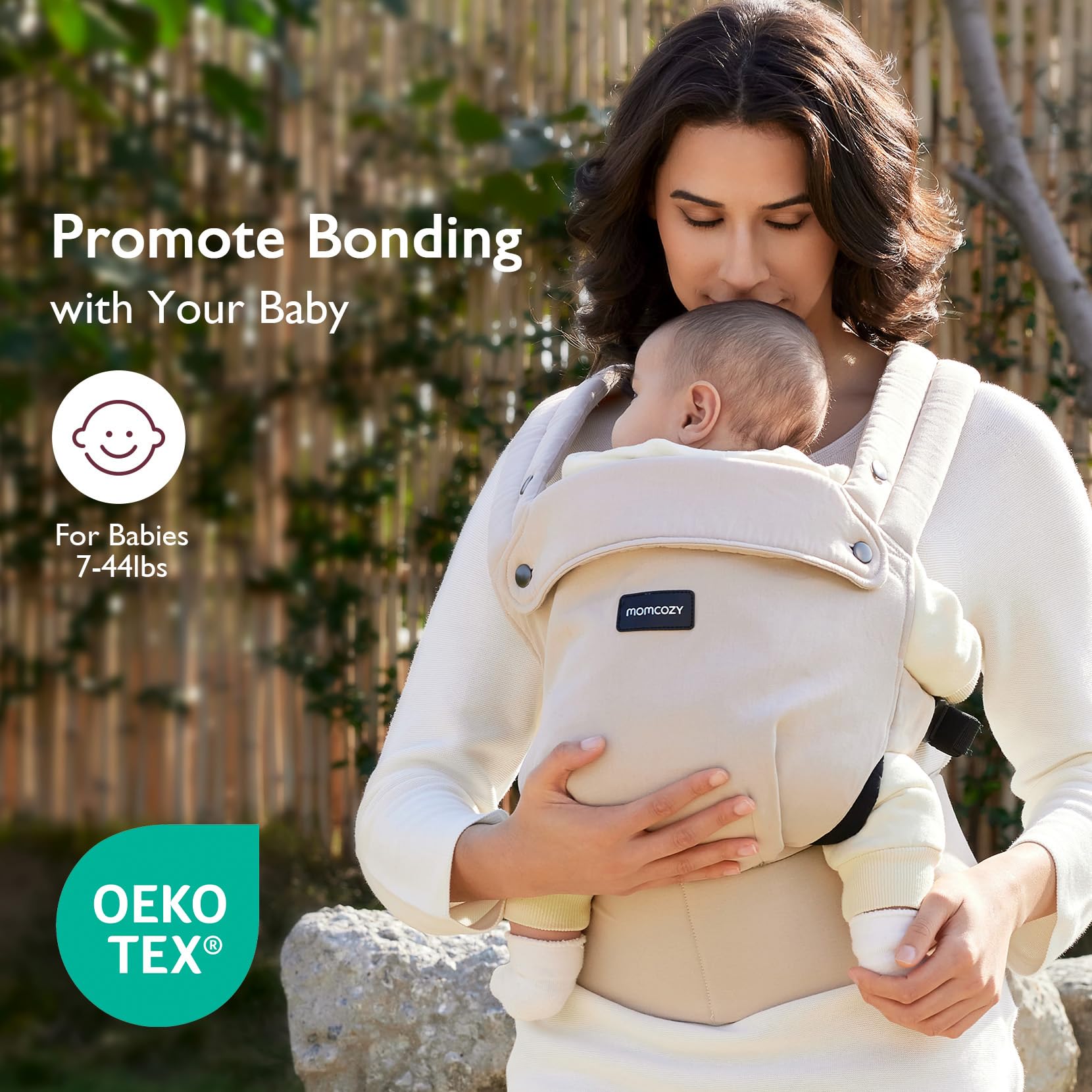 Momcozy Baby Carrier lumbar support reduces back strain during long wear