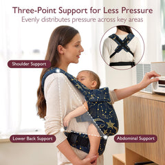 Momcozy baby carrier lumbar-support for extended wear comfort