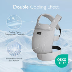 Momcozy neck-contact cooling fabric keeps baby and caregiver comfortable.