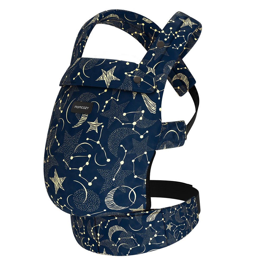 Momcozy baby carrier starry-night color worn during strolls