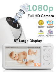 Momcozy monitor's 5-inch display delivers a clear view of baby's room.