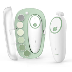 Momcozy Baby Nail File Electric demonstrates gentle trimming for newborn nails