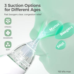 Momcozy nasal aspirator silicone tips show safe, BPA-free materials for newborn and toddler comfort.