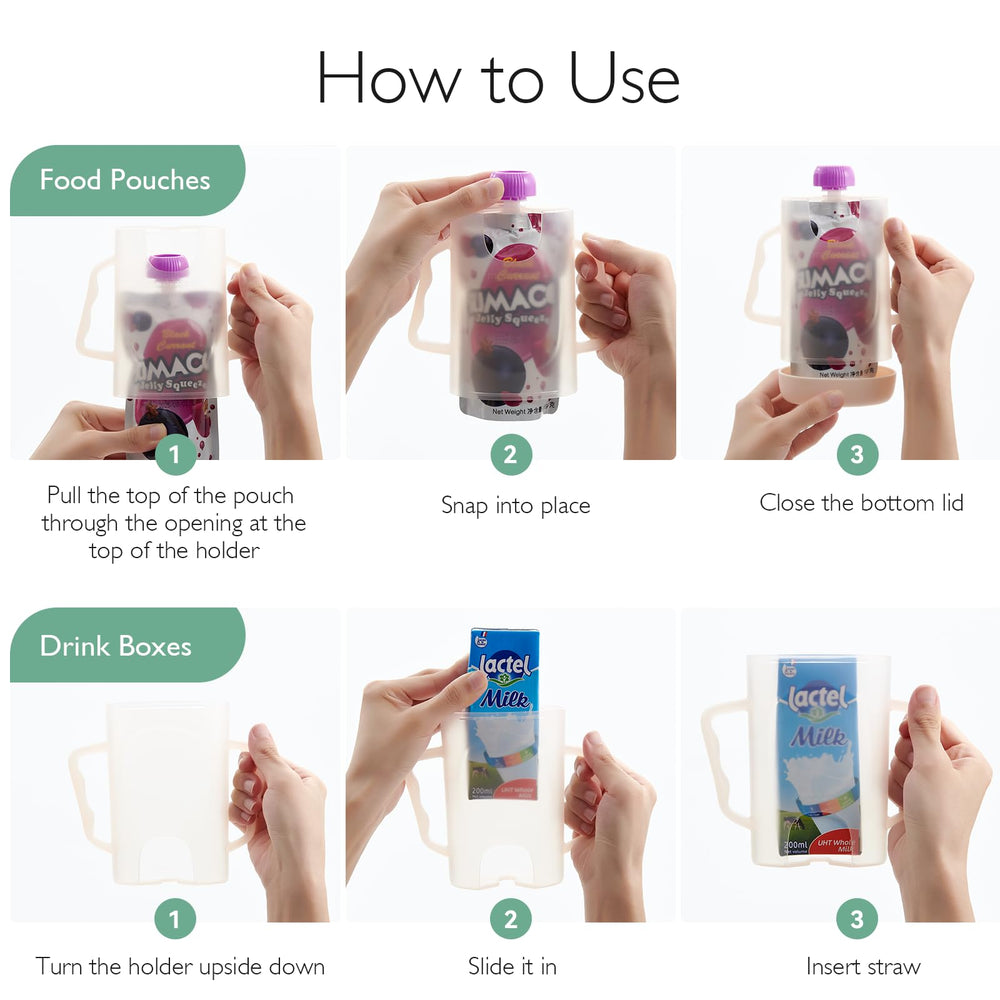 Momcozy pouch holder no squeeze ergonomic wave handles promote confident self-feeding.