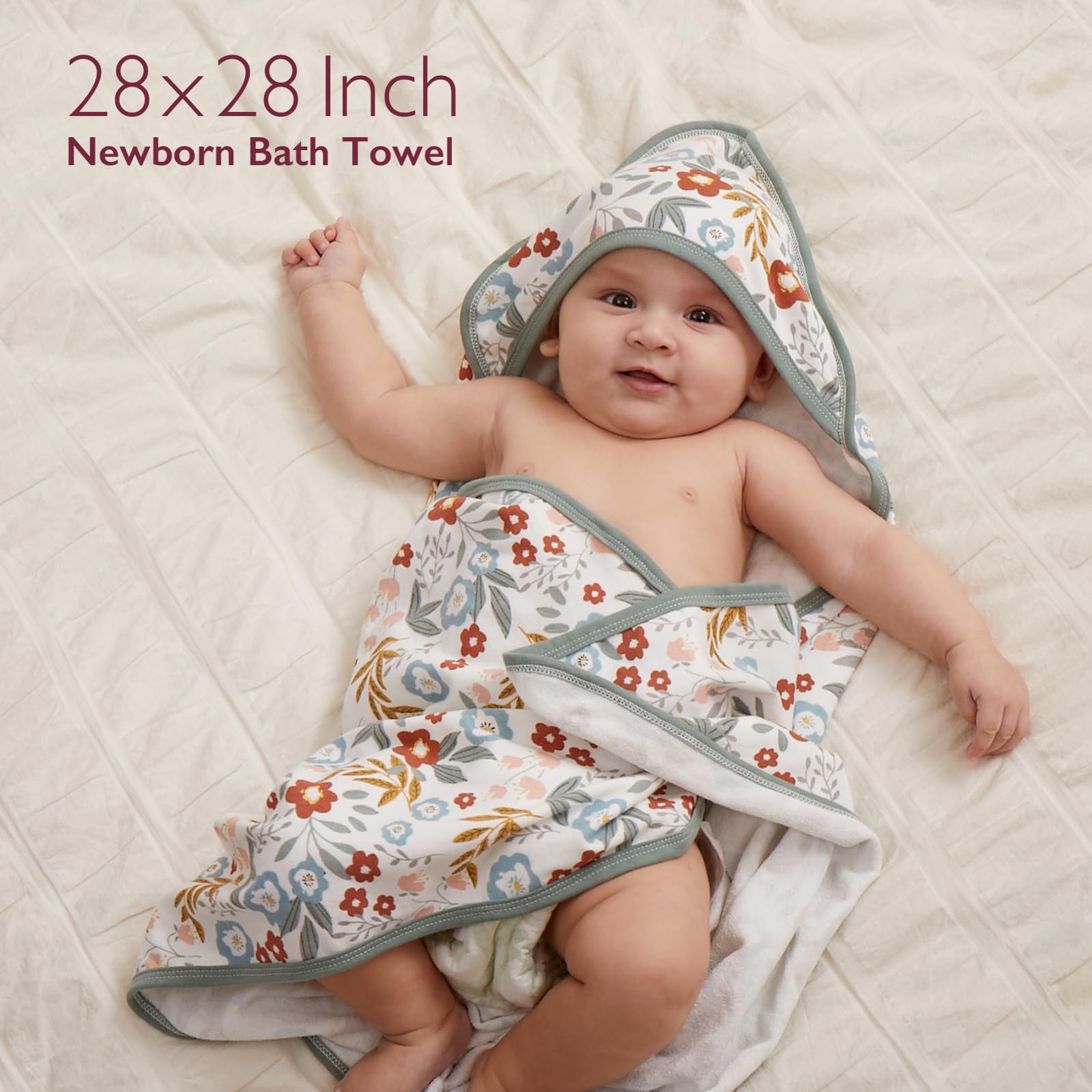 Momcozy hooded towel 2-pack folded towels demonstrate compact storage and cozy warmth