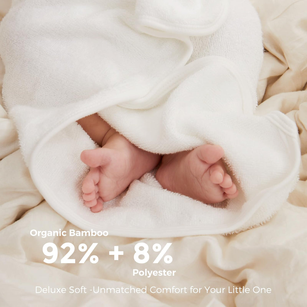Momcozy baby hooded towel 76cm close-up highlighting generous size