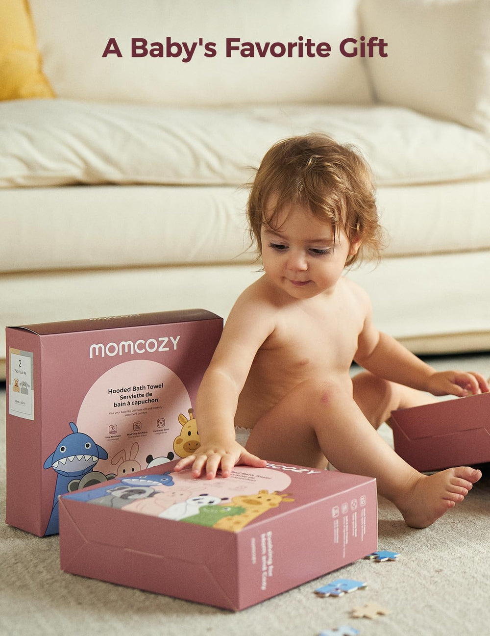 Momcozy plush softness adds cozy warmth to bath time