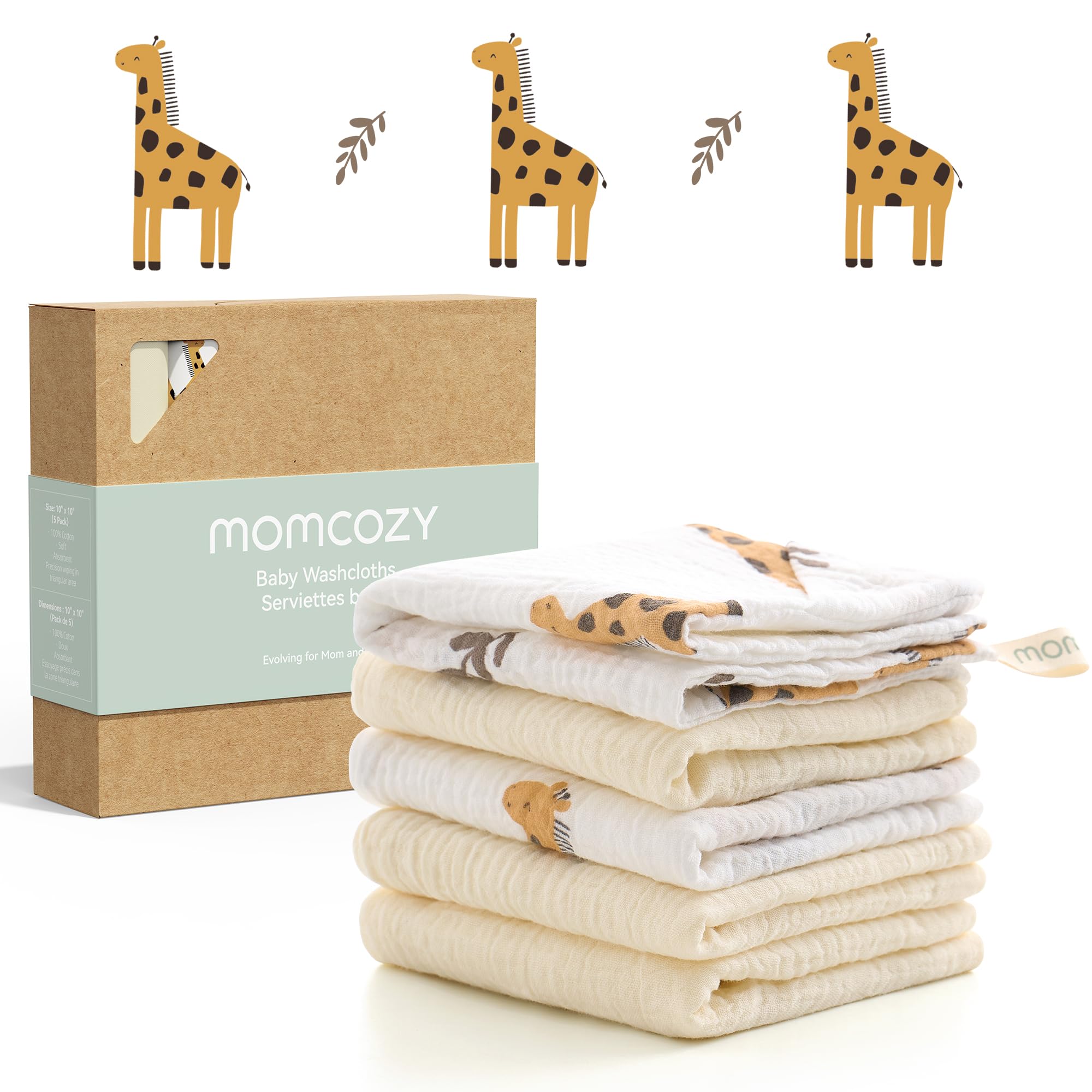 Momcozy 4 layer design washcloth for gentle cleansing and fast absorption