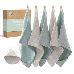 Momcozy Baby Washcloths 4-layer design for quick bath-time absorption