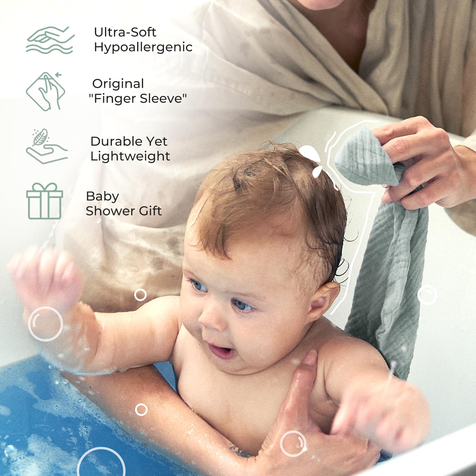 Momcozy Baby Washcloths with finger sleeve for one-handed cleaning