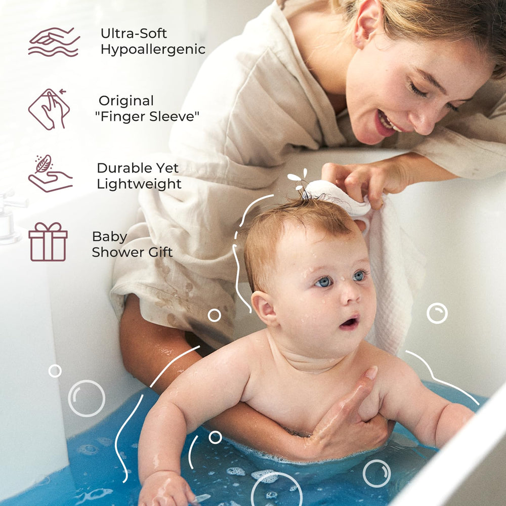 Momcozy washcloths in medium thickness offer soft touch during newborn baths