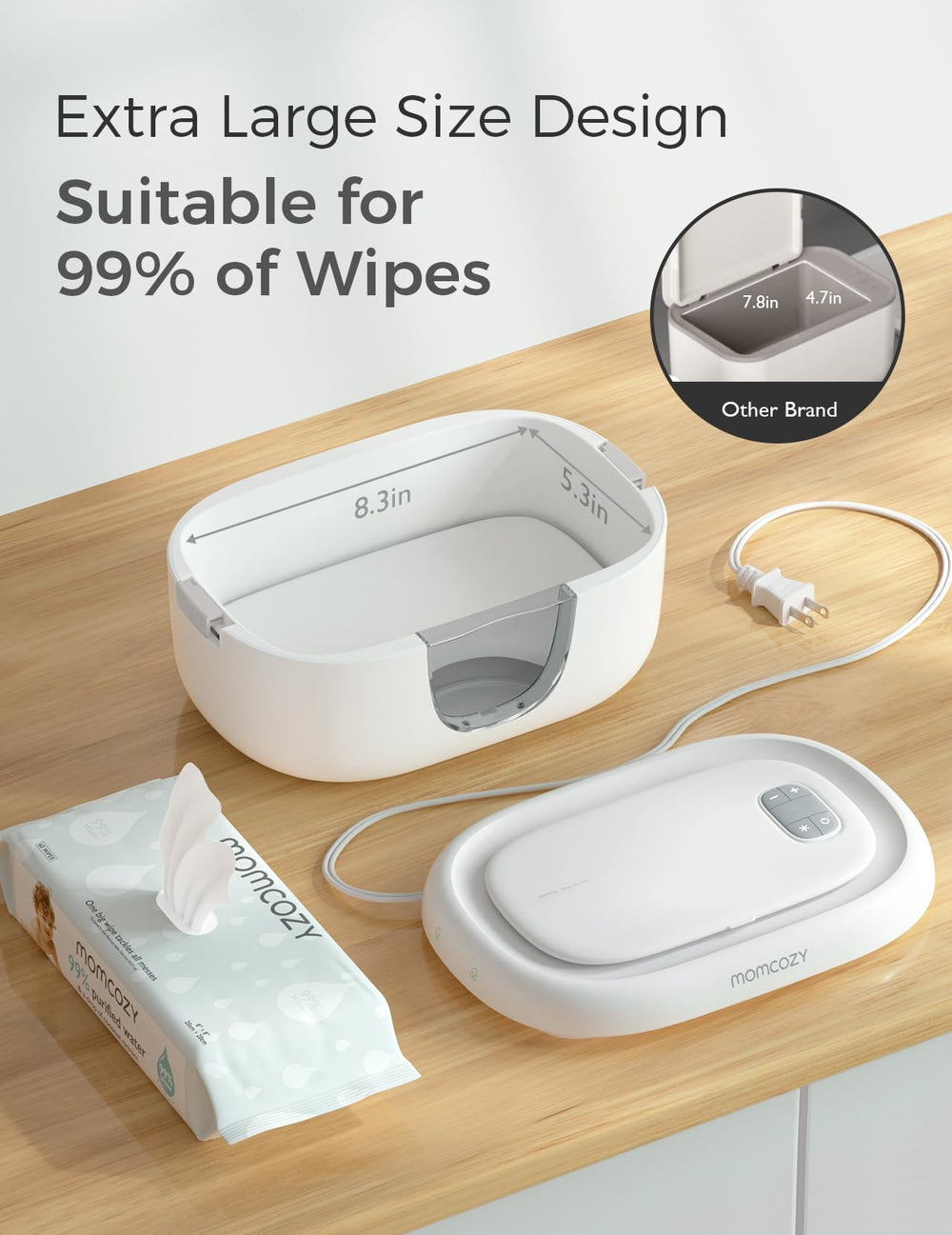 Momcozy baby wipe warmer four-temperature dial lets you tailor warmth for comfort