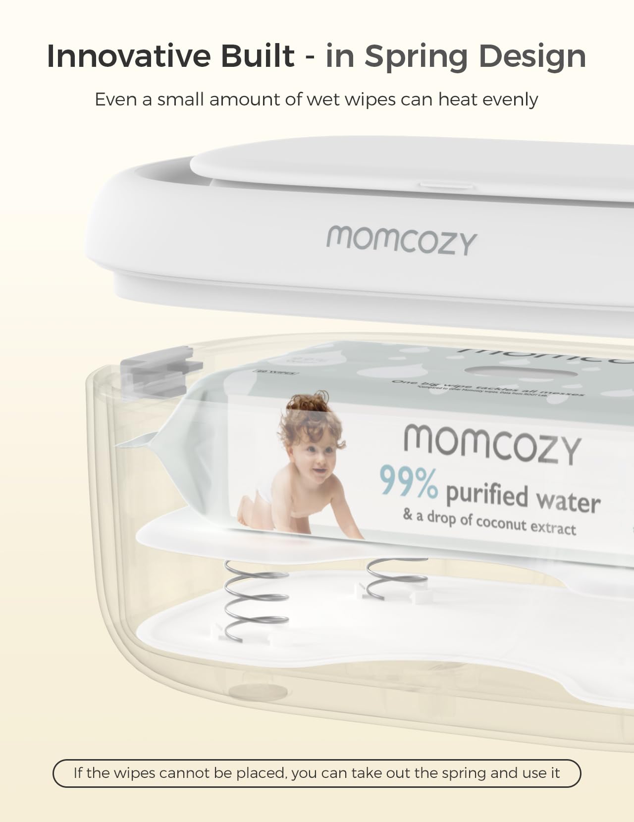 Momcozy baby wipe warmer side view highlighting compact nursery footprint