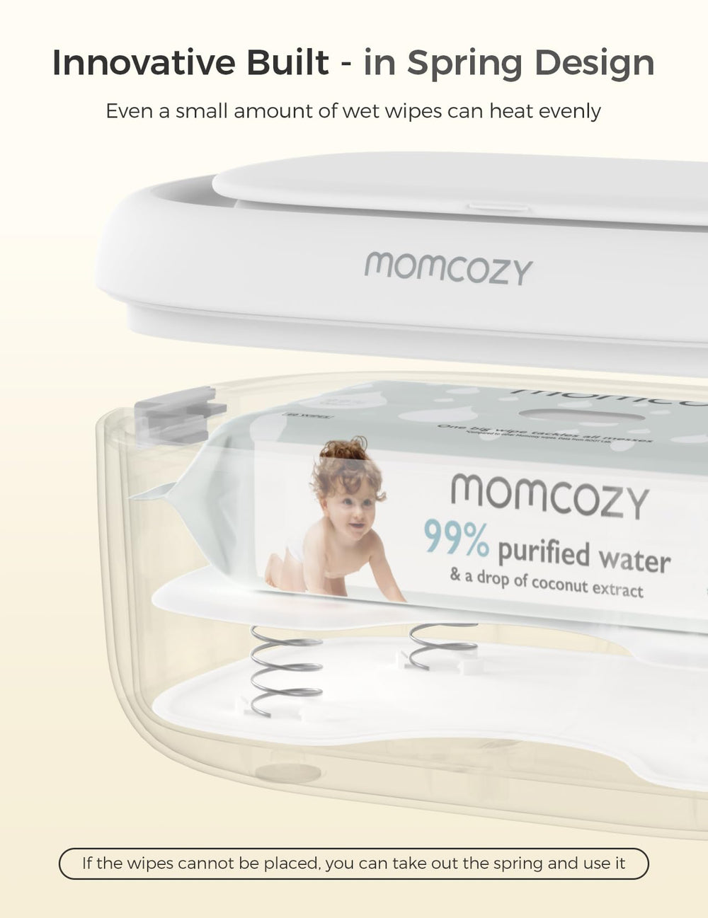 Momcozy baby wipe warmer side view highlighting compact nursery footprint
