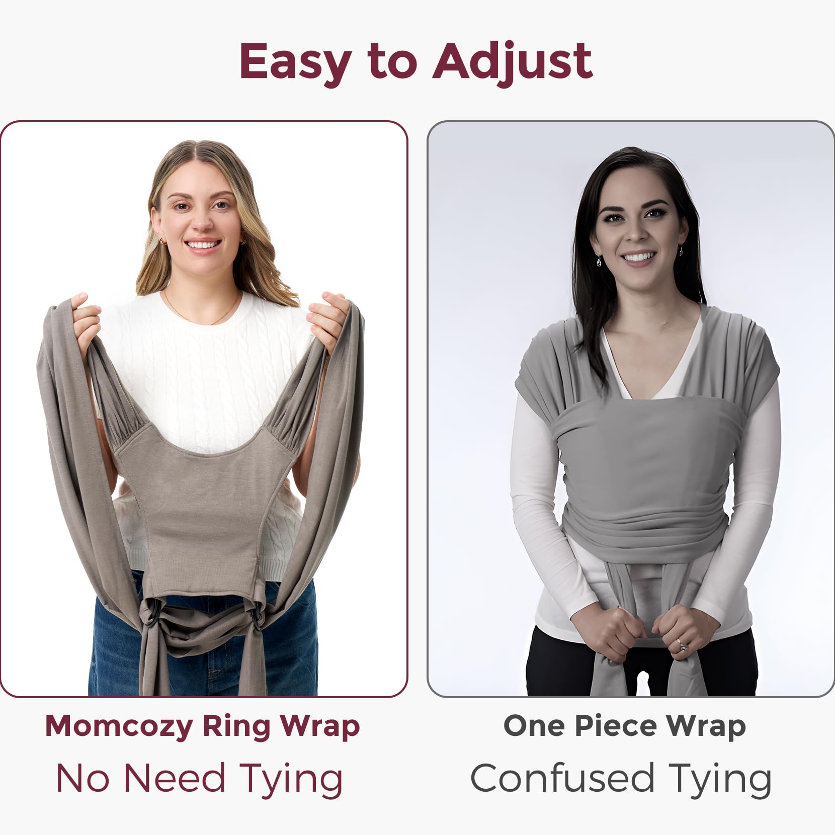 Momcozy ergonomic hip-spine support for comfortable babywearing and reduced strain.