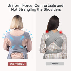 Momcozy baby wrap grey soft fabric emphasizes breathable skin-friendly touch