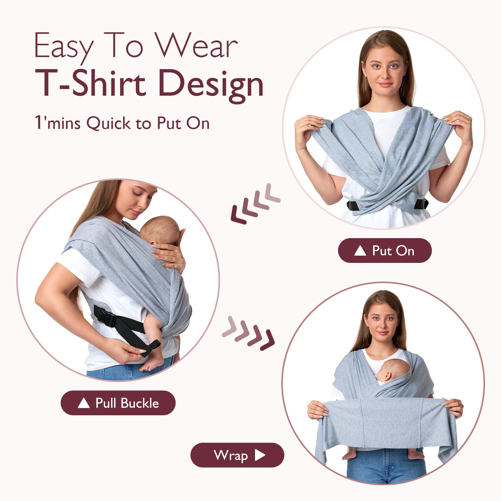 Momcozy baby wrap enables hands-free carrying for busy days.