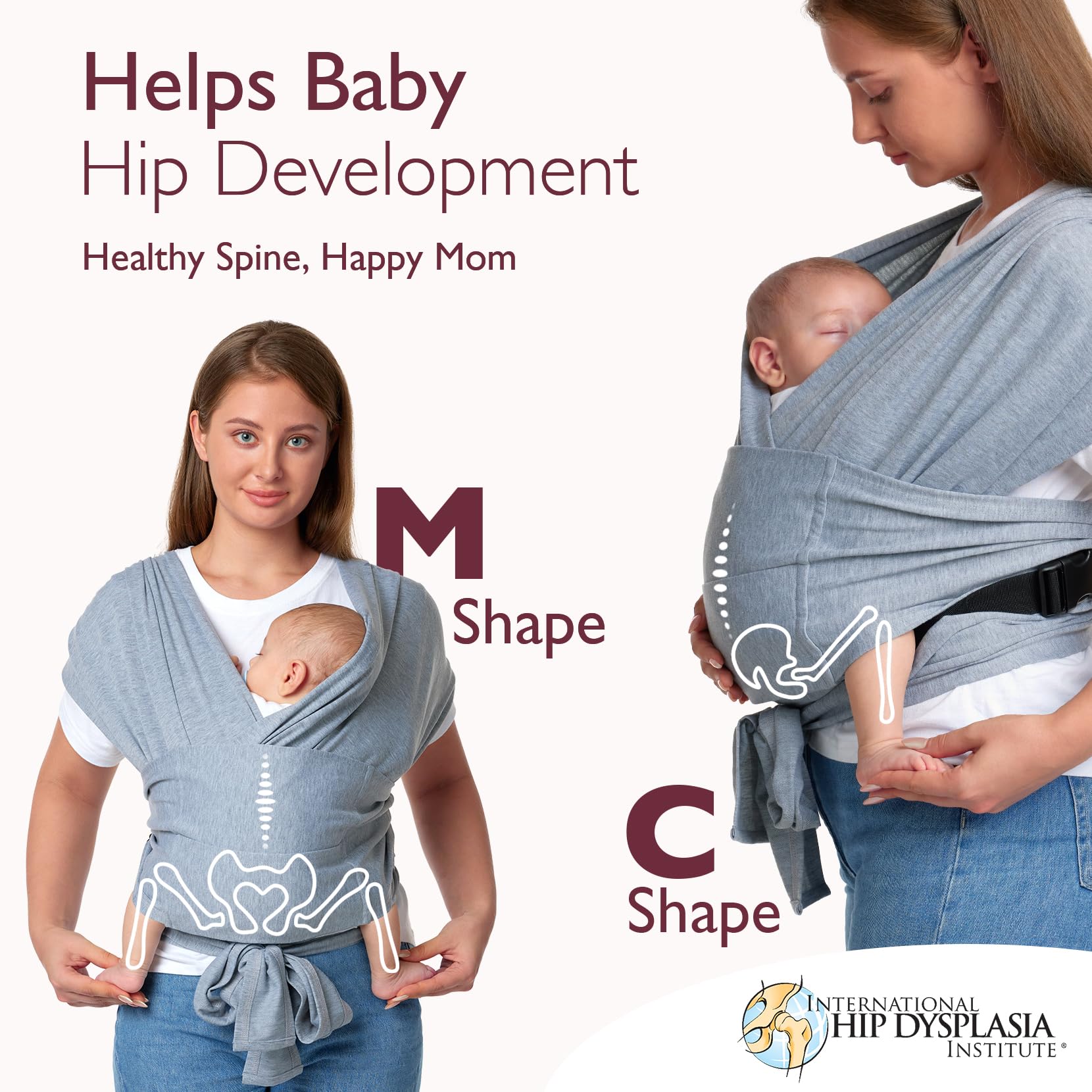 Momcozy hip-development support promotes M-shaped leg posture.