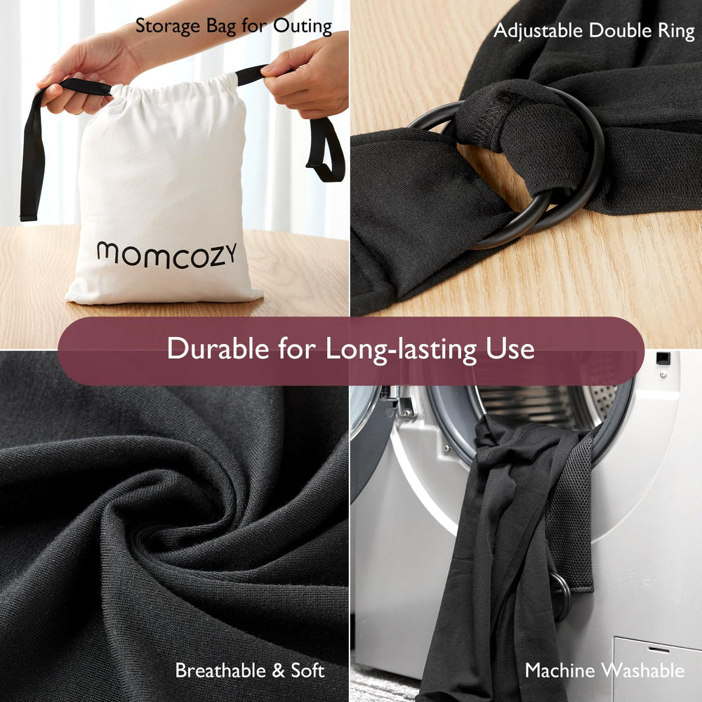 Momcozy baby wrap carrier supports newborns to toddlers 8-35 lbs for growing families.