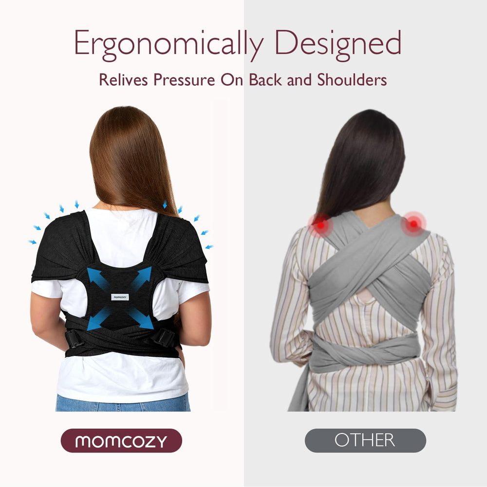 Momcozy baby wrap suitable from newborn to toddler 8-35 lbs for growing child