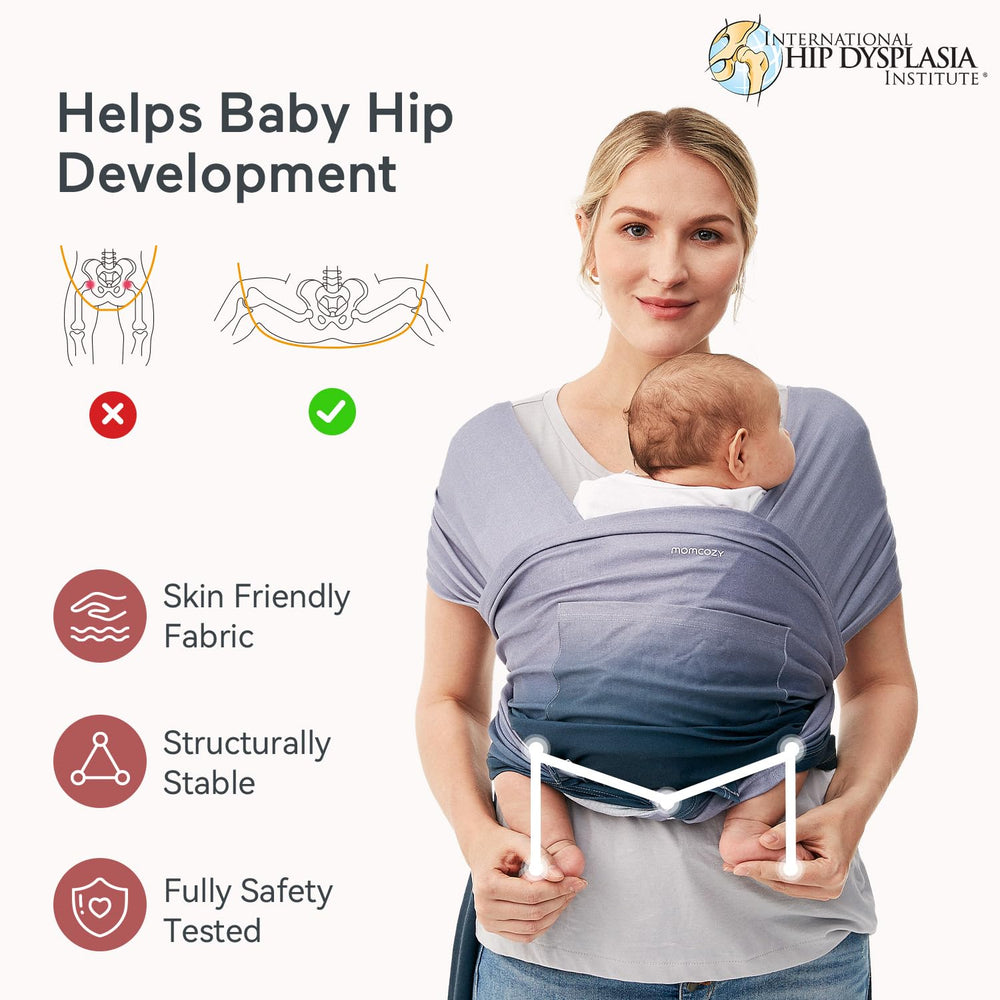 Momcozy wrap with ring adjustability fits many sizes.