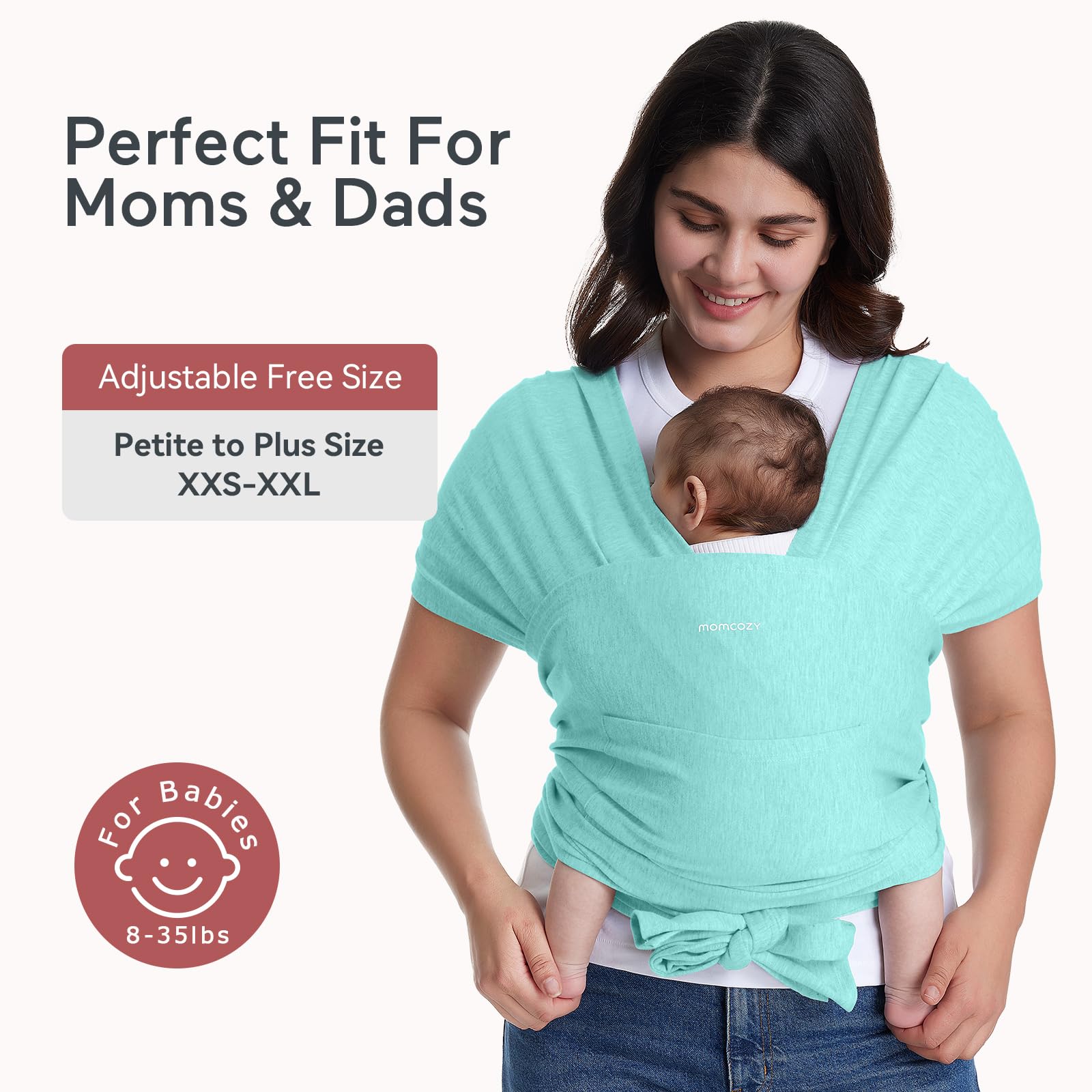 Momcozy wrap fabric is soft, breathable, skin-friendly for both.