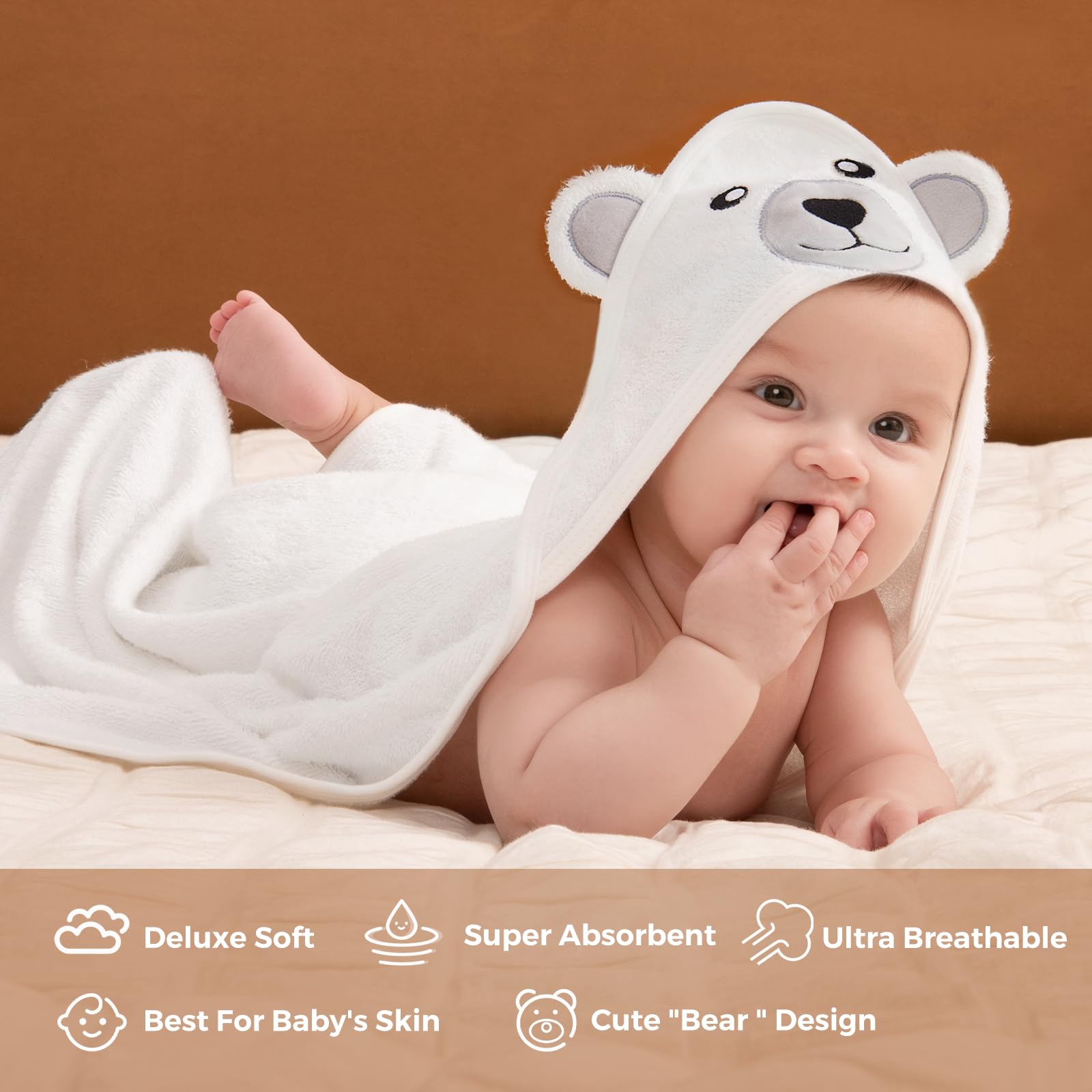 Momcozy bath glove close-up demonstrating easy grip for rinse time