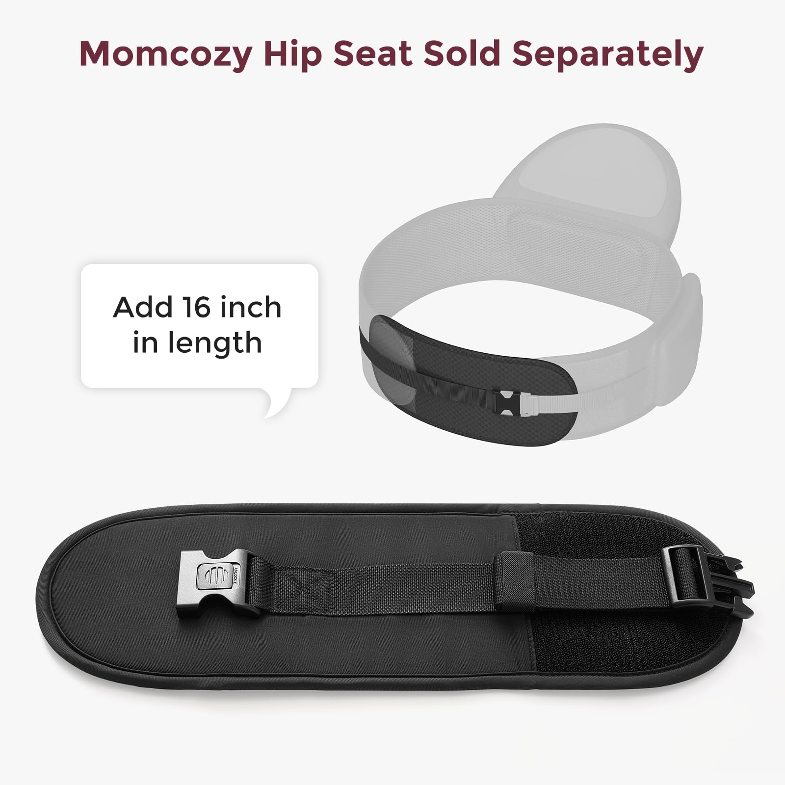 Momcozy belt extender breathable fabric close-up highlights soft, skin-friendly material.