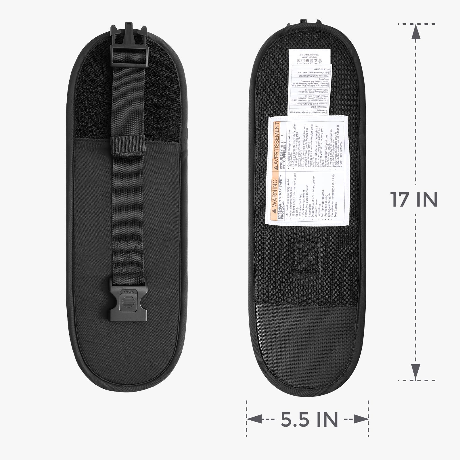 Momcozy belt extender fabric detail-polyester highlights skin-friendly, easy-care material.