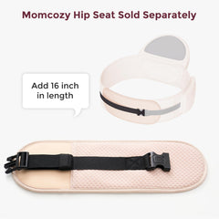 Momcozy belt extender closeup highlights soft, breathable, skin-friendly fabric.
