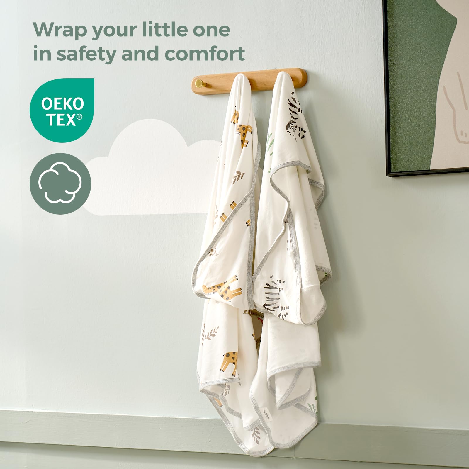 Momcozy Best Wishes absorbent towel demonstrates quick-dry performance after bath