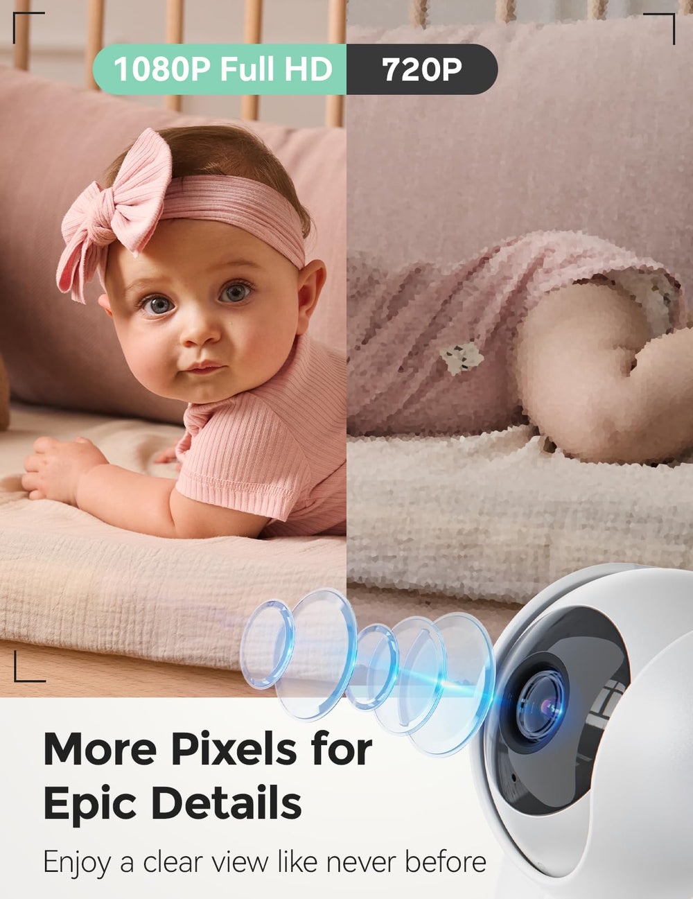 Momcozy BM03 addon camera split-screen view enables multi-room monitoring.