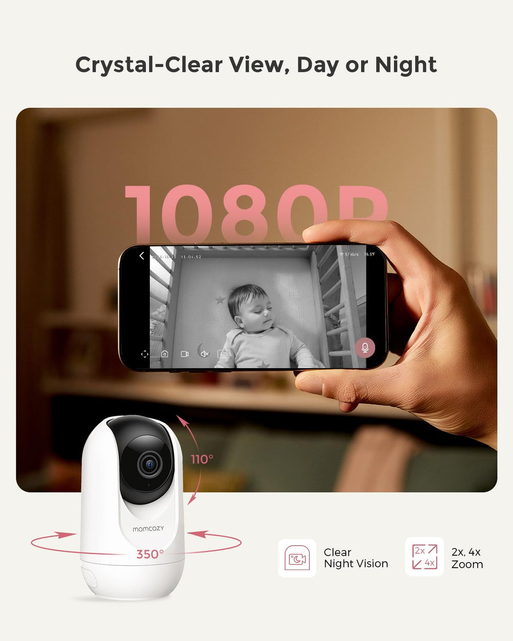 Momcozy BM04 1080p HD video for day and night clarity