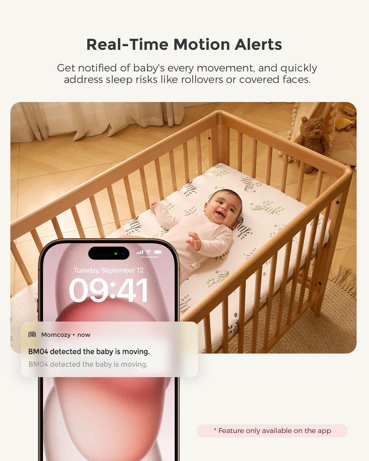Momcozy BM04 motion detection alert in real time