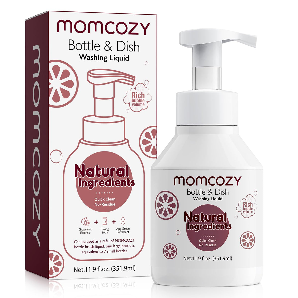 Momcozy bottle brush cleaning fluid with rich foam for quick coverage