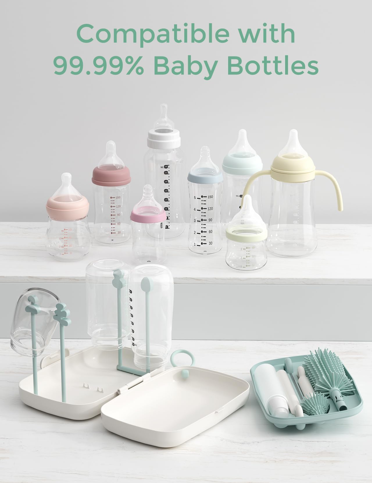 Momcozy bottle drying rack folded for compact storage and quick air-dry.