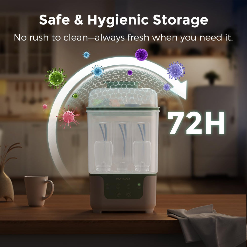 Momcozy bottle sterilizer and dryer drying rack included speeds air drying