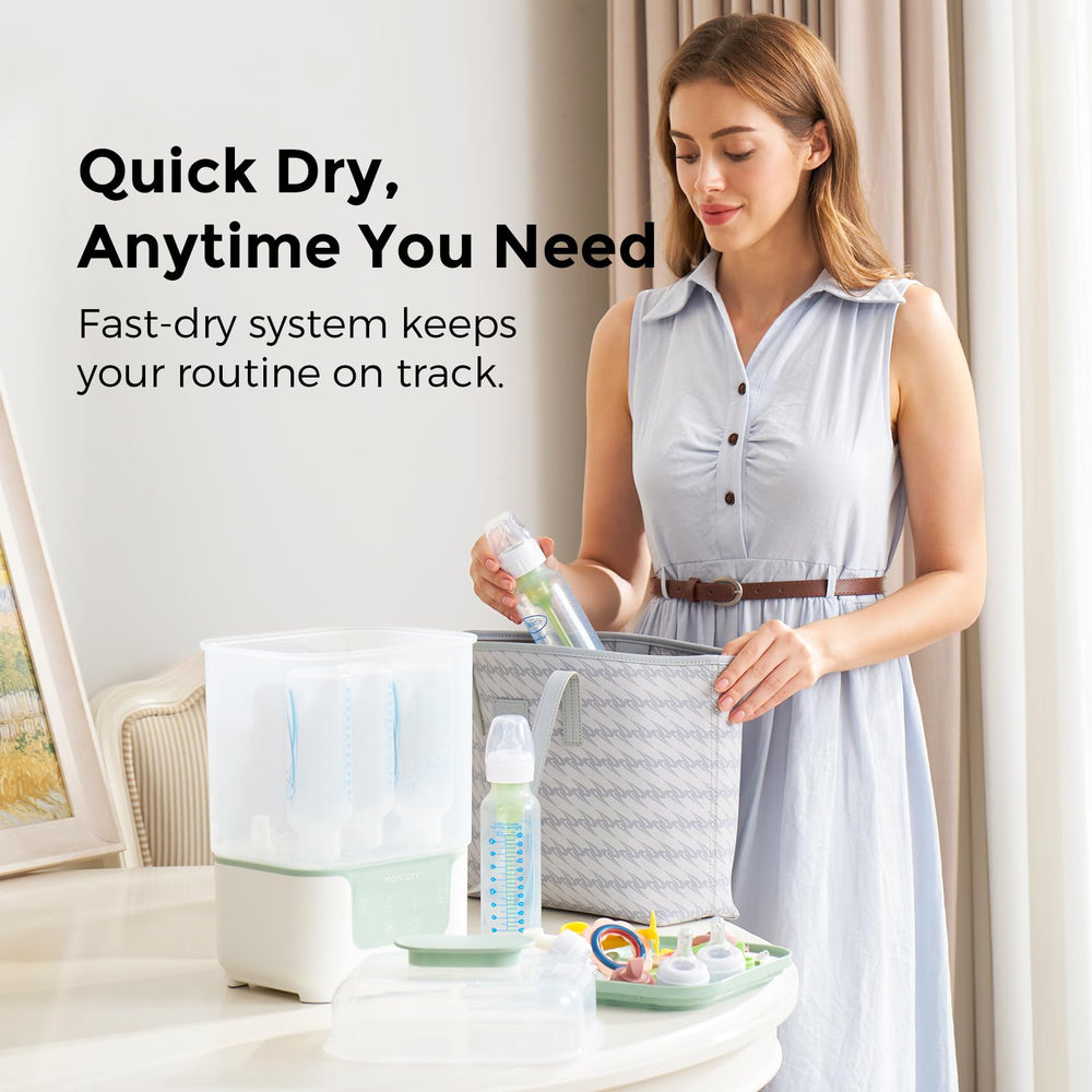 Momcozy bottle sterilizer and dryer prepares newborn essentials for ready use
