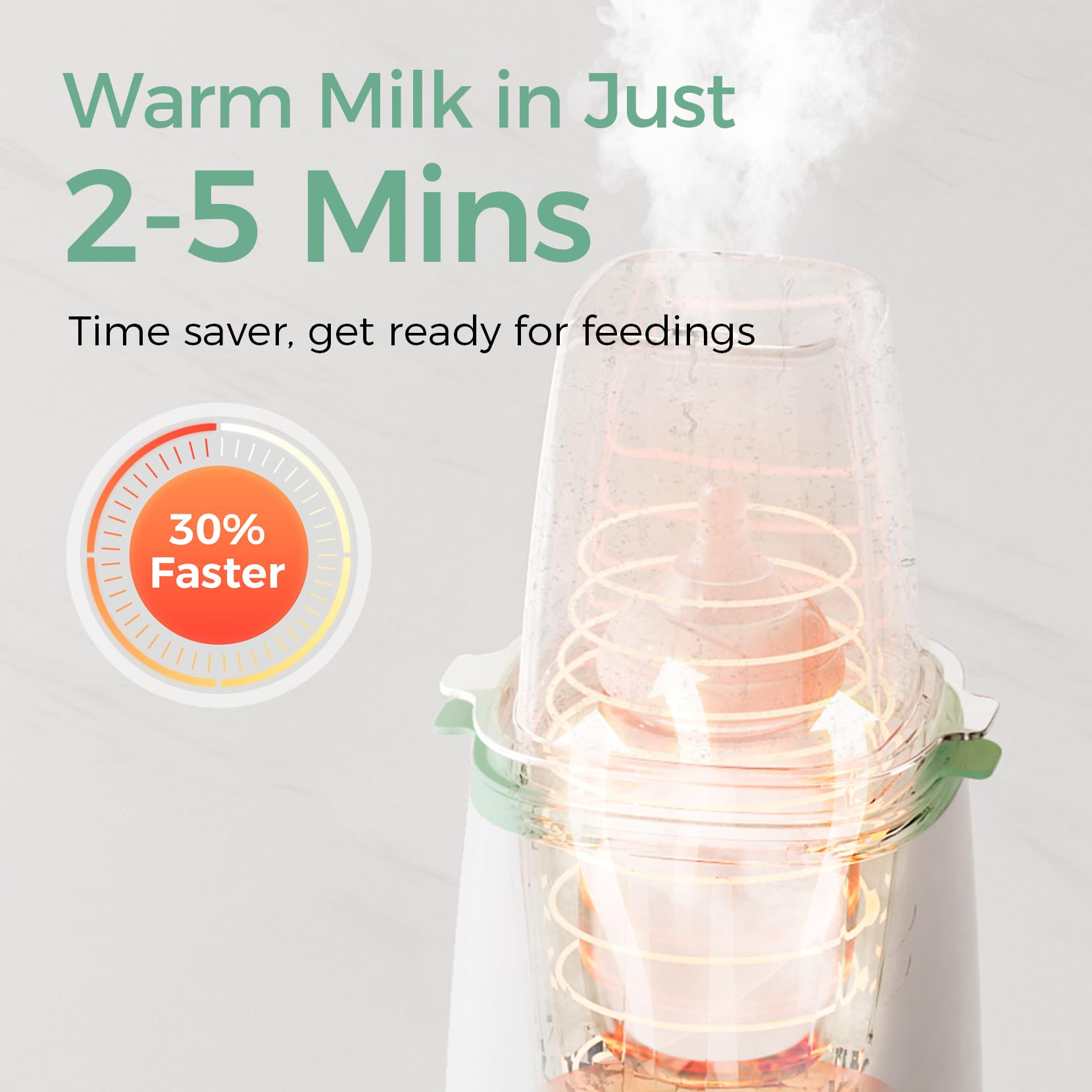 Momcozy Bottle Warmer control panel top view emphasizes precise temperature control