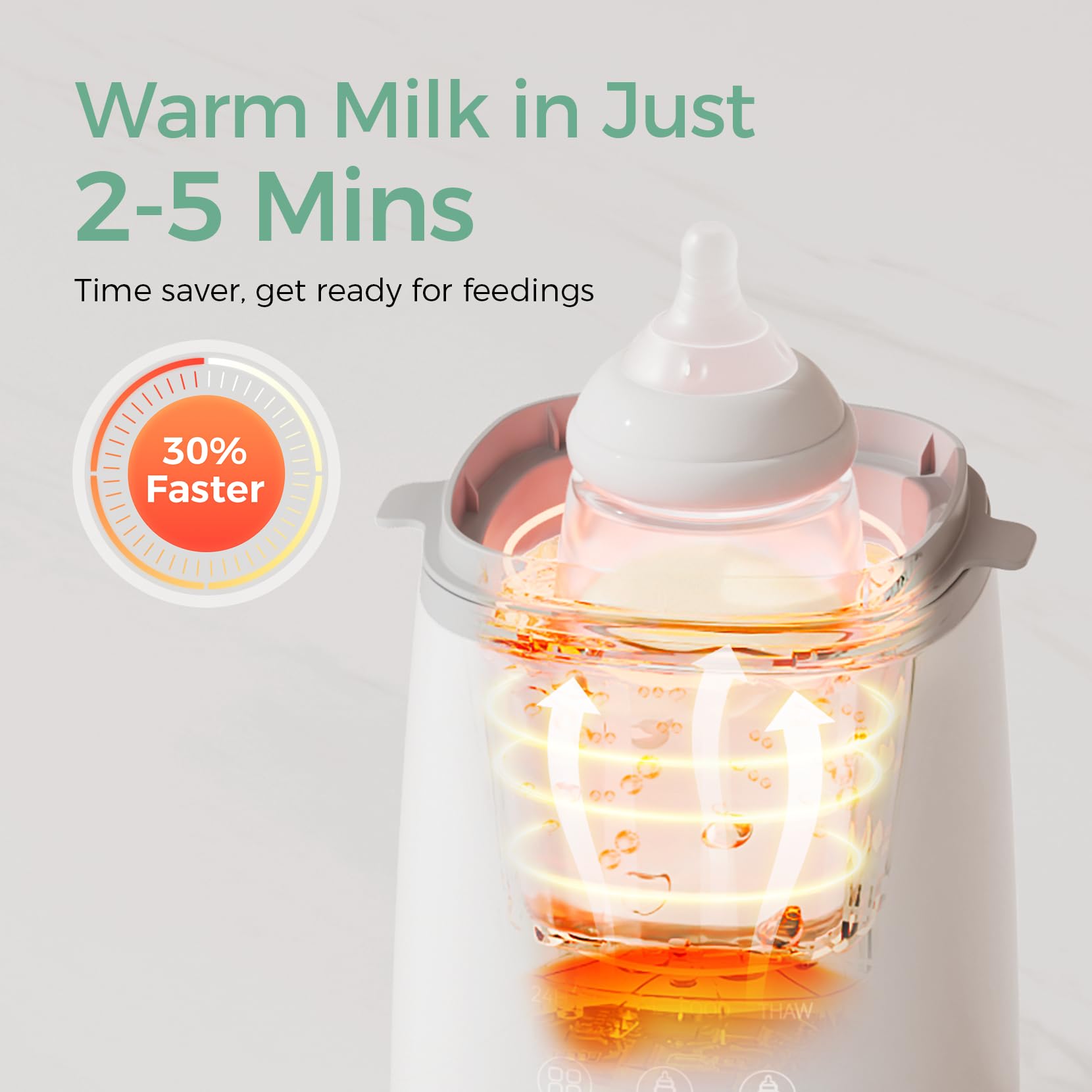 Momcozy Bottle Warmer heats quickly, saving time during busy mornings.