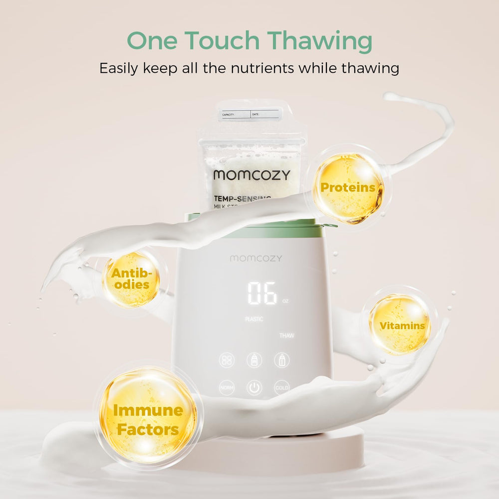 Momcozy Bottle Warmer steaming lid reveals steam function for sanitation