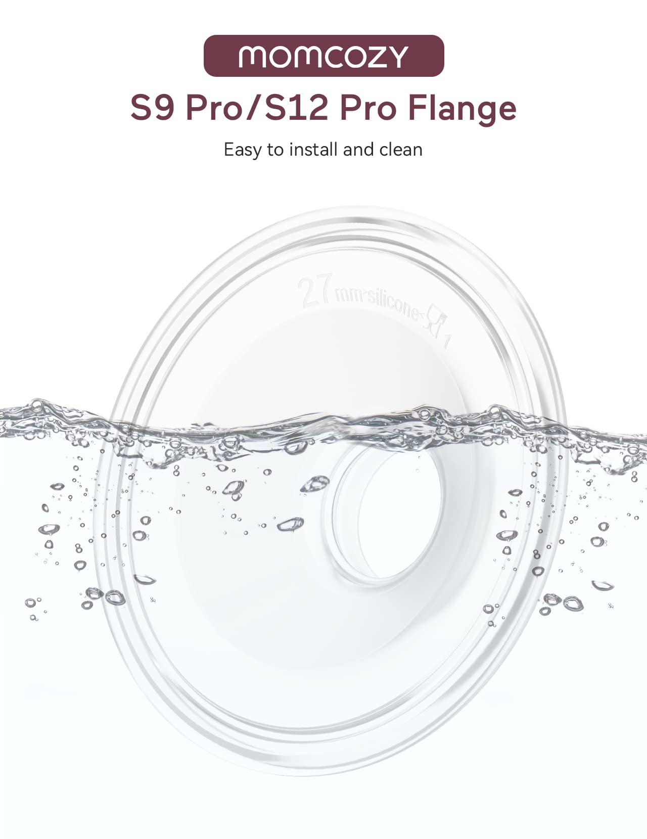 Momcozy BPA-free silicone closeup highlights safe milk-contact materials.