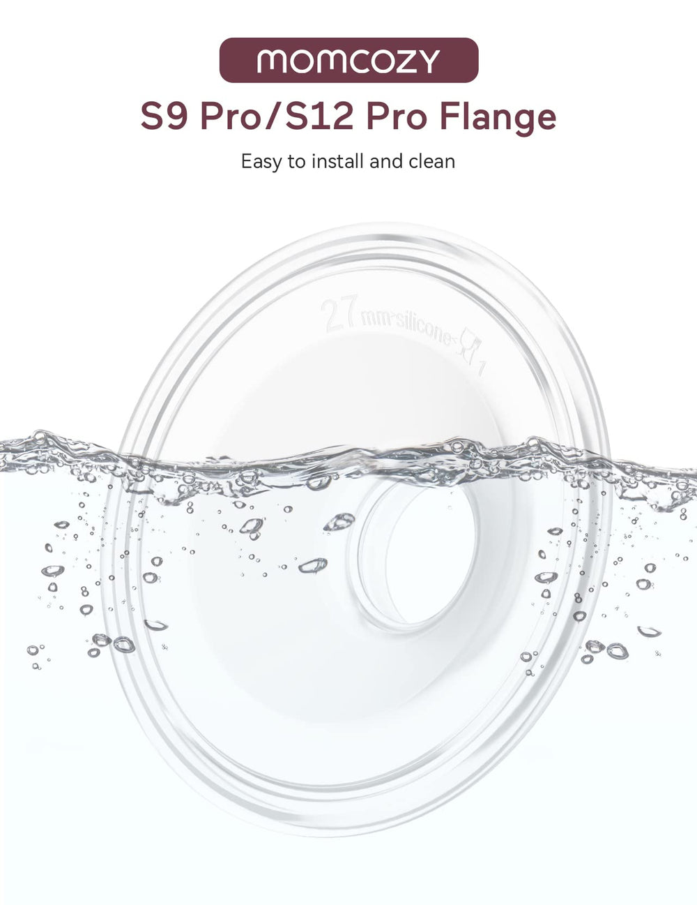 Momcozy BPA-free silicone closeup highlights safe milk-contact materials.