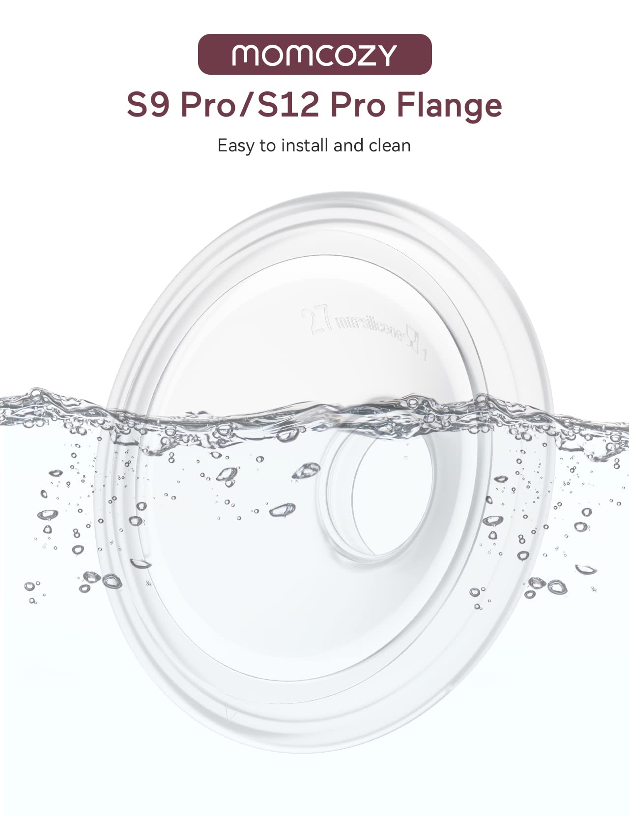 Momcozy BPA-free silicone flange for safe milk contact and peace of mind.