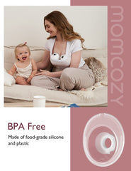 Momcozy BPA-free silicone material emphasizes safe milk-contact parts