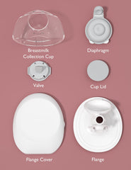 Momcozy BPA-free silicone parts close-up highlighting safe milk contact.