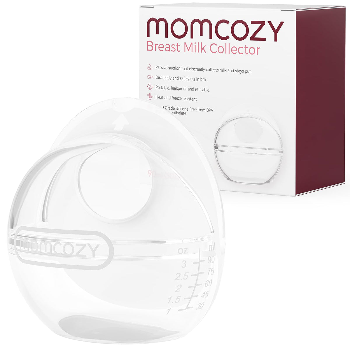 Momcozy breast milk collector in bra showing discreet fit and milk capture.