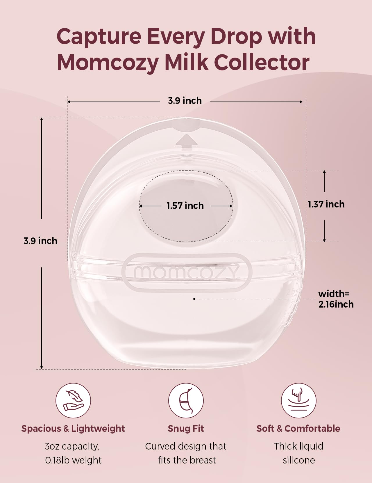 Momcozy breast milk collector transparent-design lets you monitor milk flow at a glance.